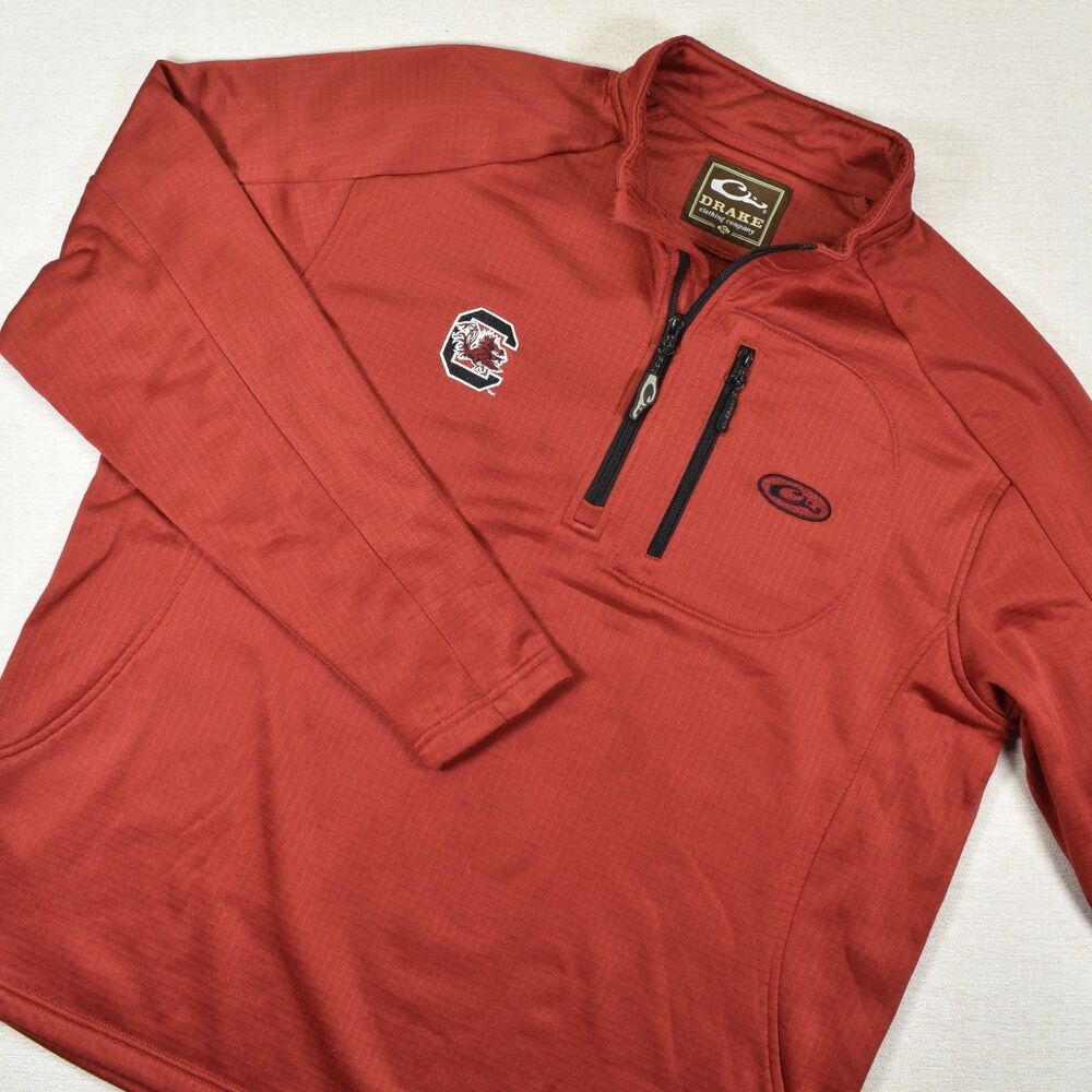 Drake Waterfowl South Carolina Gamecocks USC Quarter Zip Mens XL Garnet Fleece